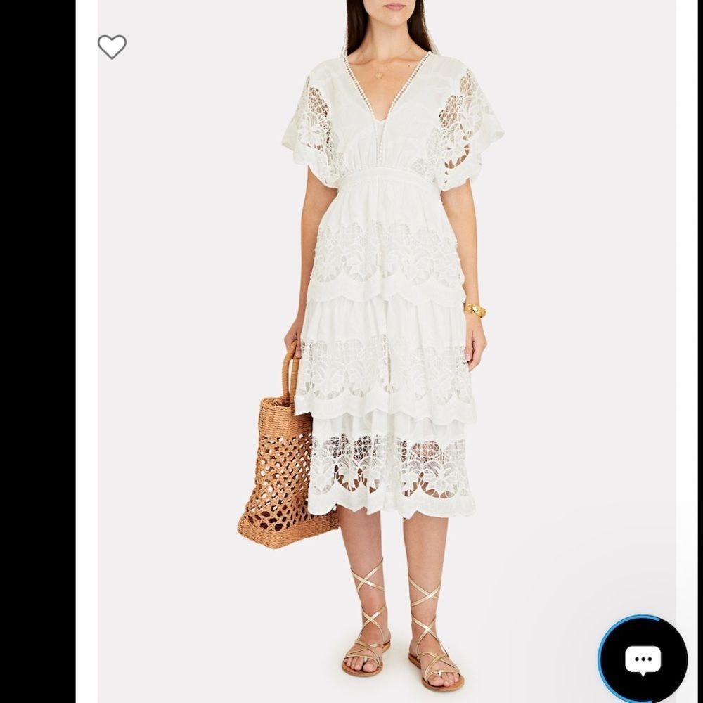 Farm Rio Richelier Embroidered Midi Dress Size M $280